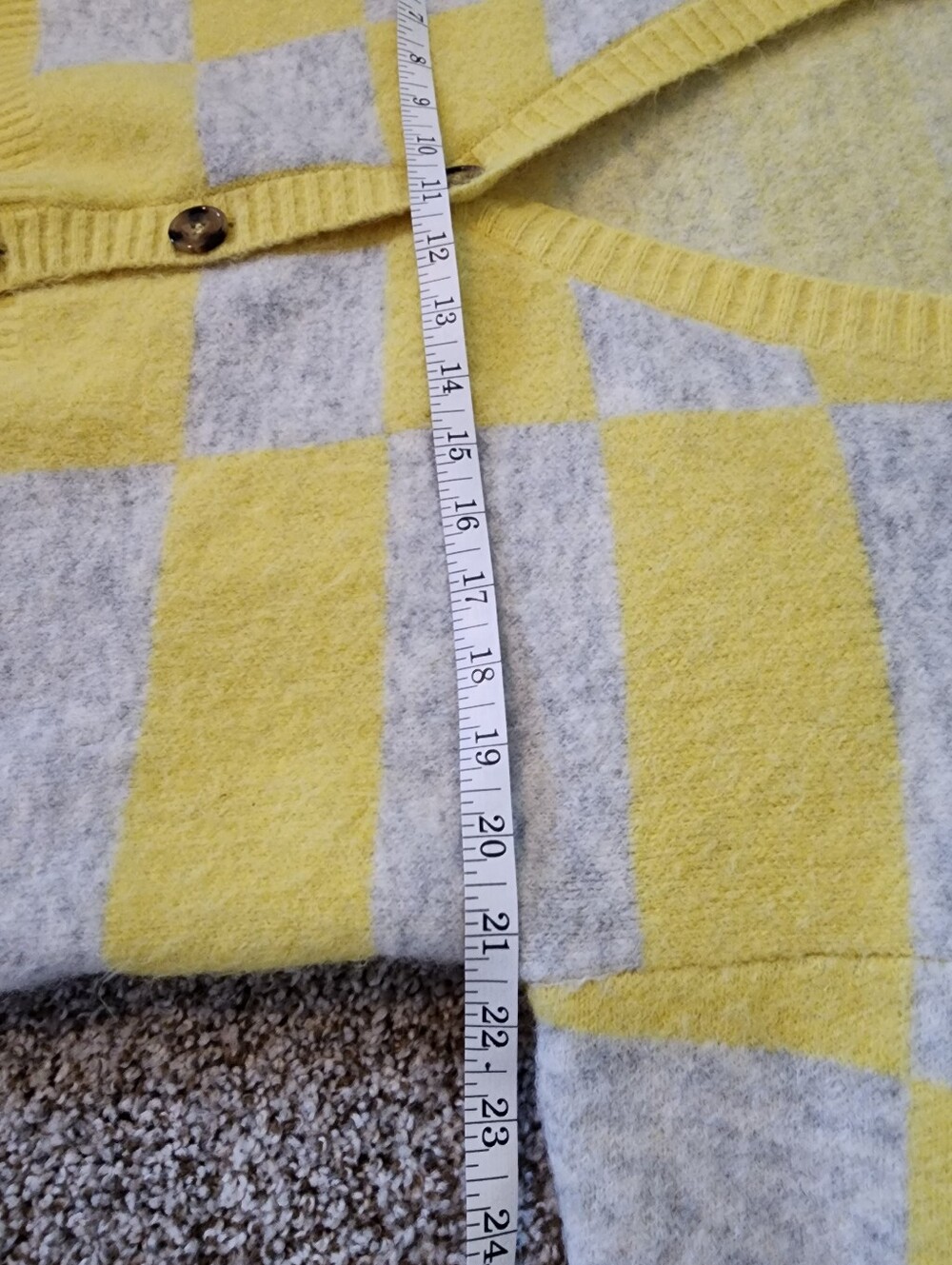 🌟 VIRAL ZARA Y2K Checkerboard Knit Cardigan Cropped Cottagecore Checkered Sz S - Picture 7 of 8